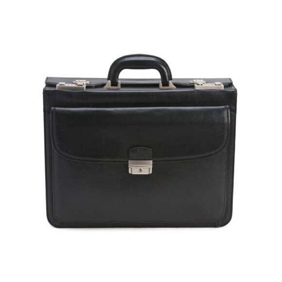 AMERILEATHER Black Leather Modern Attache Executive Briefcase - Picture 1 of 2